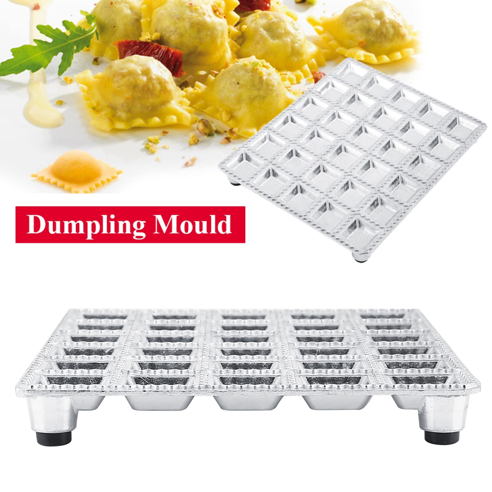 Moule à Raviolis 24 Trous Eppicotispai - Aluminium Alimentaire + Rouleau Bois - Fabriqué Italie