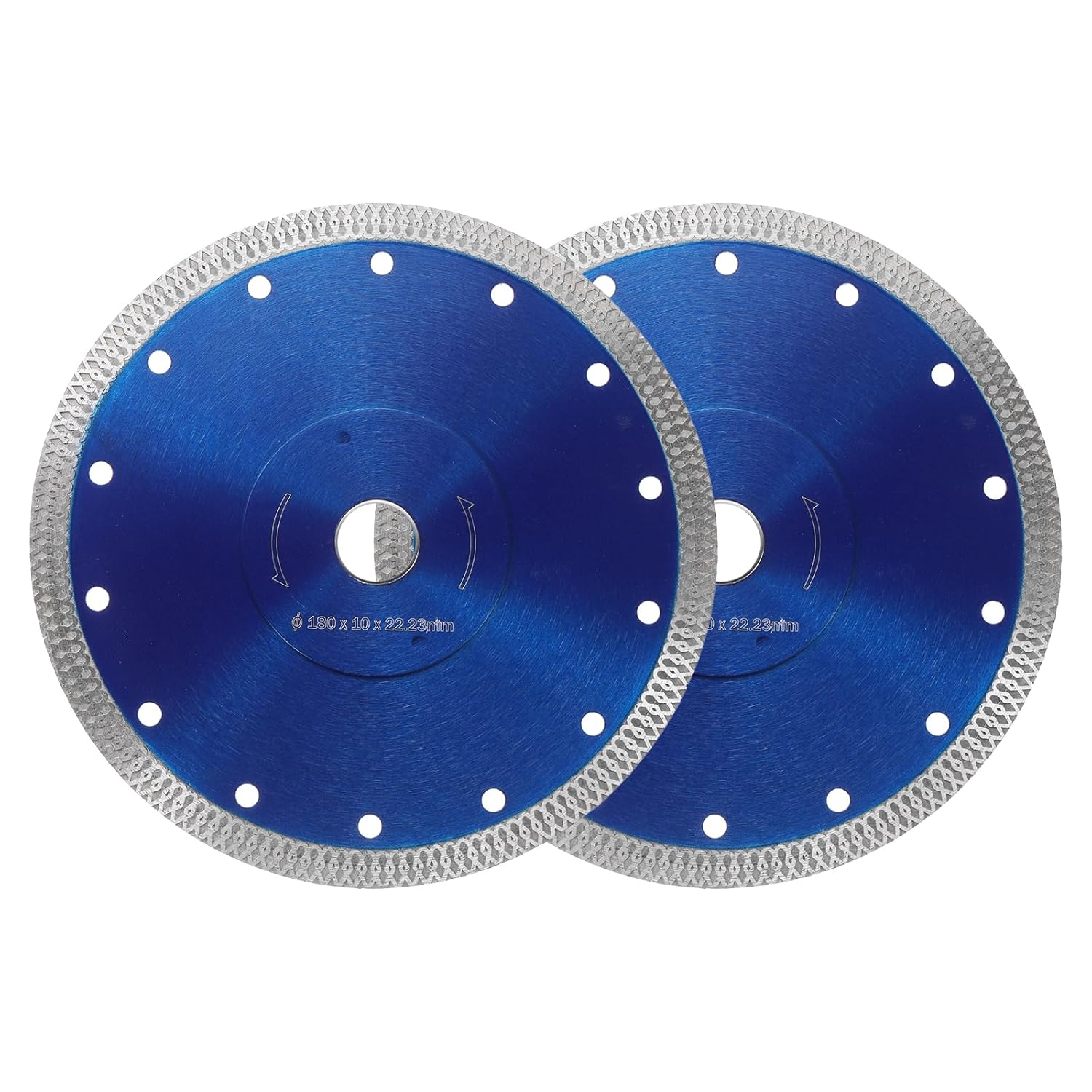 HARFINGTON 2pcs Diamond Tile Saw Blades, Super Thin 7-inch / 180mm Diamond Cutting Saw Blades with 22mm (7/8") & 20mm (25/32") Arbor for Cutting Ceramic Marble Porcelain Tile, Blue