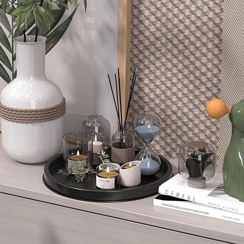 Miniatura 5 de HGF Bandeja decorativa para mesa auxiliar, bandejas redondas de metal ligero de 13 pulgadas para fregadero de cocina, organizador de mesa de centro