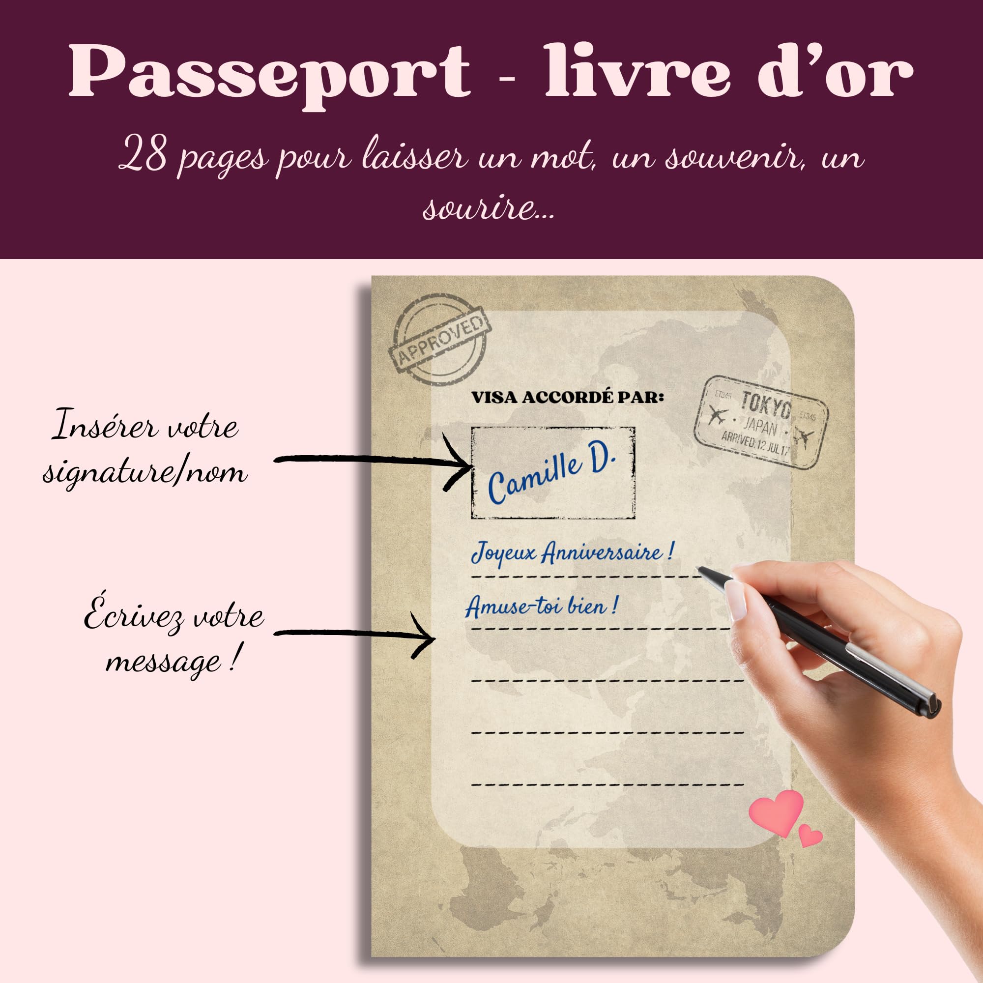 Urne Voyage Valise 30x20x10 cm avec Livre d’Or Passeport pour Mariage Décoration Thème Voyage