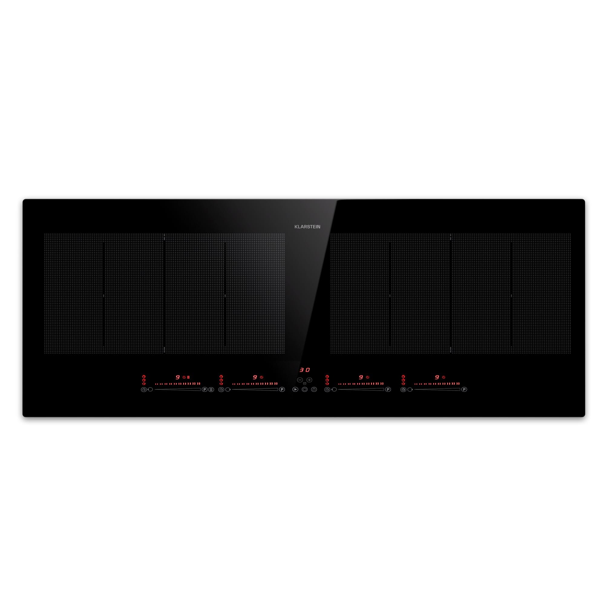 Klarstein Placa Vitroceramica 4 zonas, Vitro Placa Induccion Bajo Consumo Zona Combinable, Placa Coccion Sobremesa 7200W, Control Táctil, Placas Vitrocerámicas Eléctricas