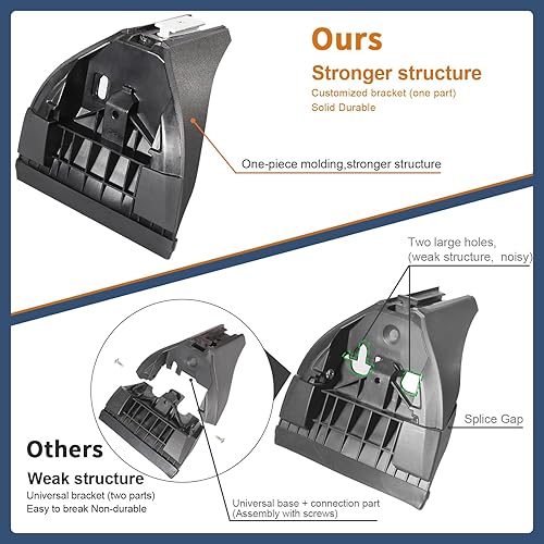 Vista 3 de Barras transversales para portaequipajes de techo de 220 libras compatibles con Jeep Wrangler JK JL Gladiator JT 2007-2025 con cerradura de metal
