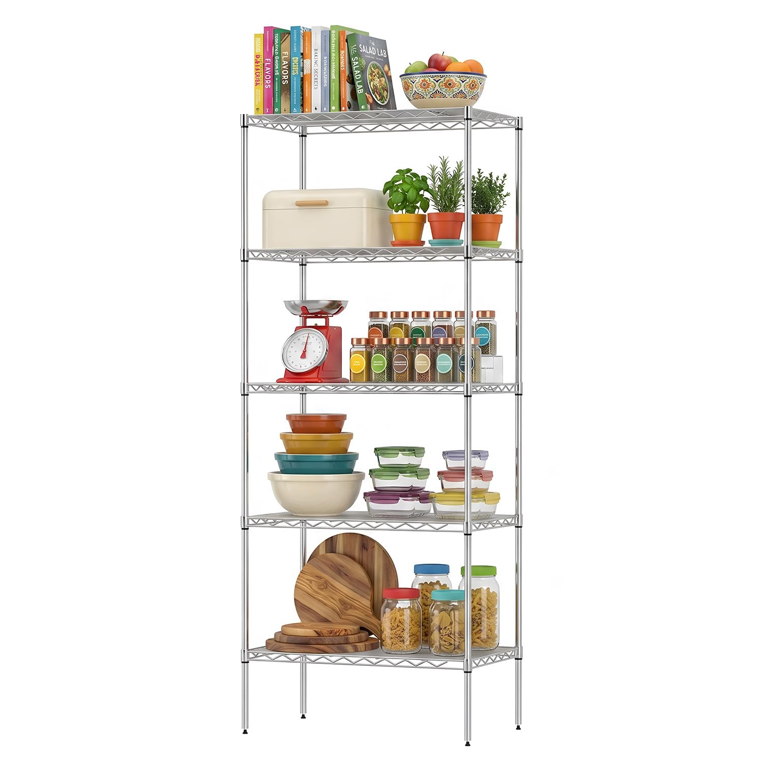 BestOffice | 5-Tier Wire Shelf | 14" x 24" x 60" | Chrome