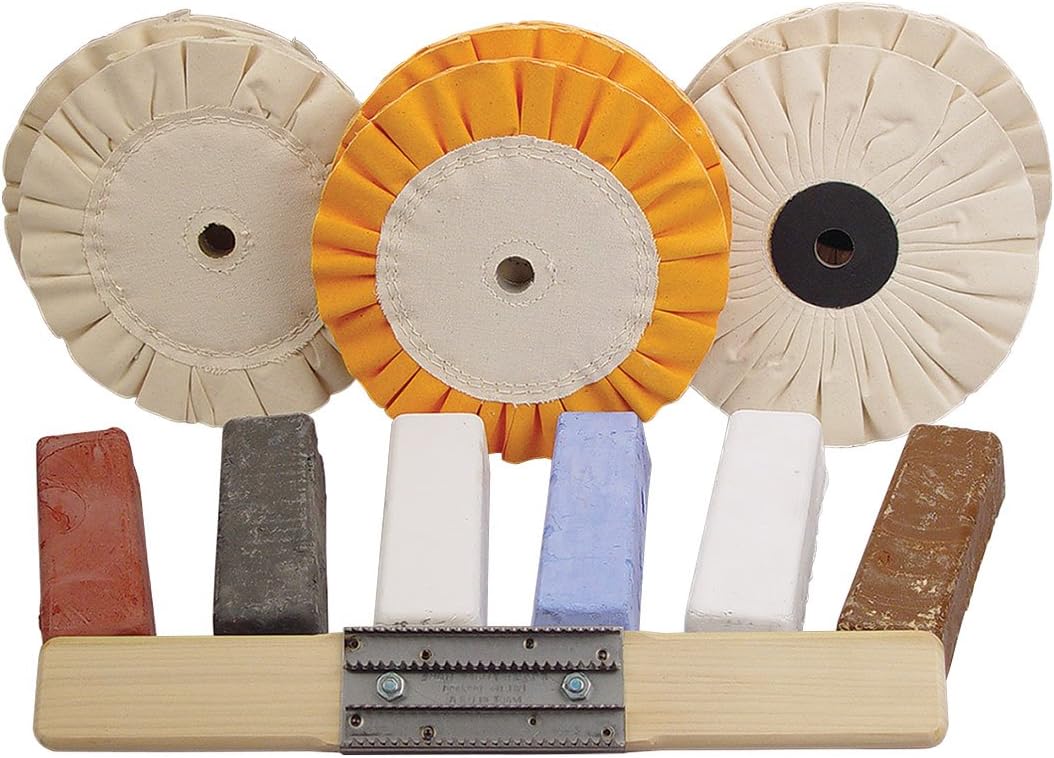 8" Low Heat Buildup Buffing Kit 8455-76, Fits 3/4" Arbor Hole, Made in USA
