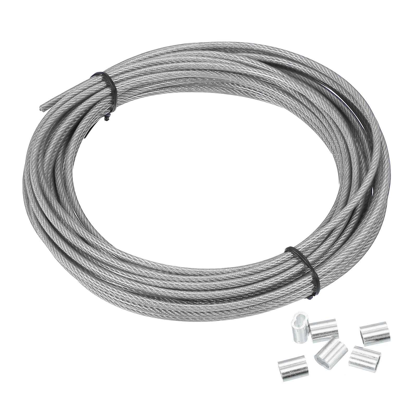 PATIKIL Kit Cavo D'Acciaio 3mm X 10m – Rivestito In Vinile Verde Con 20 Manicotti Crimpare M3 – Carico Max 73,5kg – Per Stendibiancheria, Luci, Piante