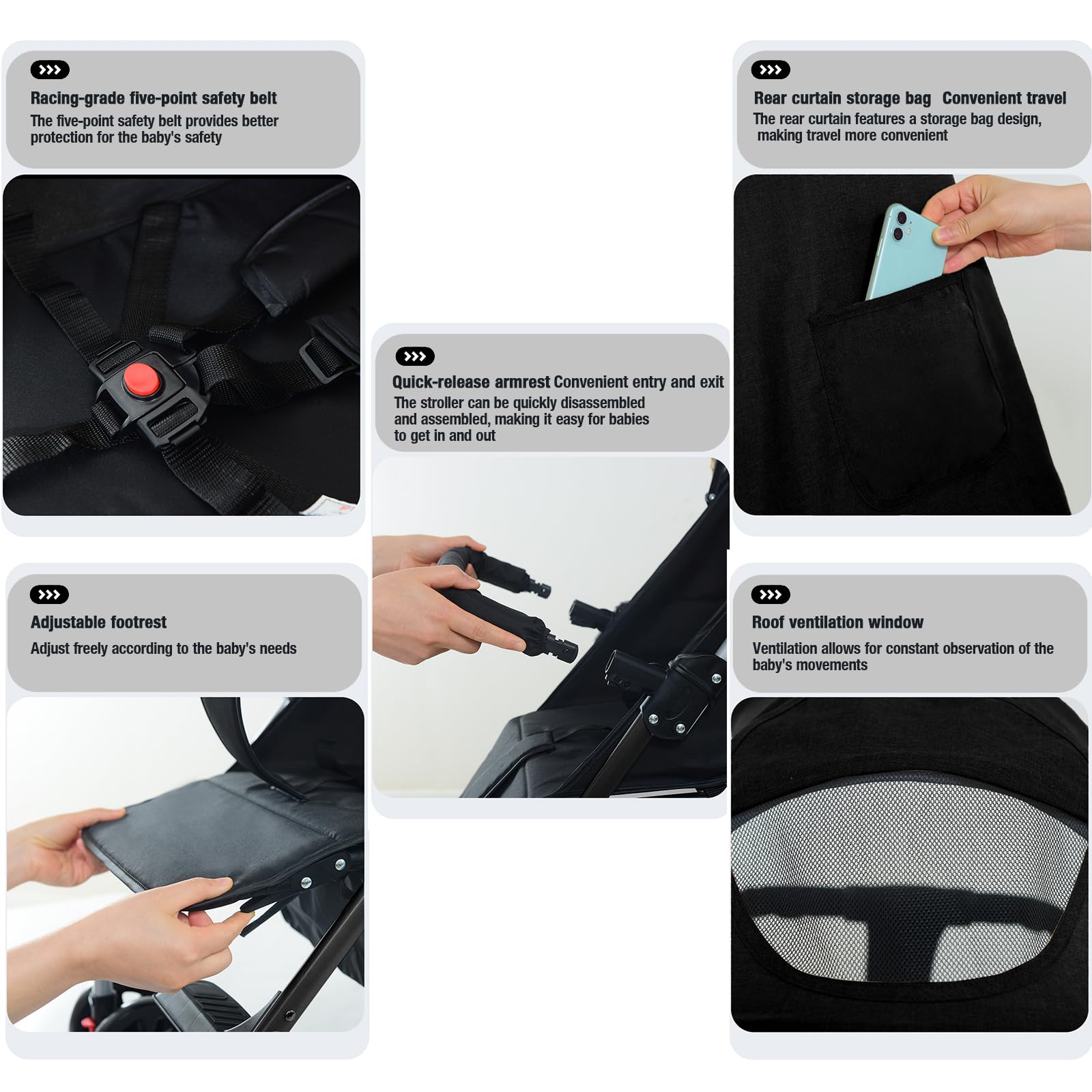 Magic ZC Ultraleggero Passeggino di Soli 4,6 kg, Passeggino da Viaggio con Posizione Sdraiata Regolabile, Carrozzina per Neonati Pieghevole Portatile, Passeggino Compatto Fino a 15 kg (A8 Grey)