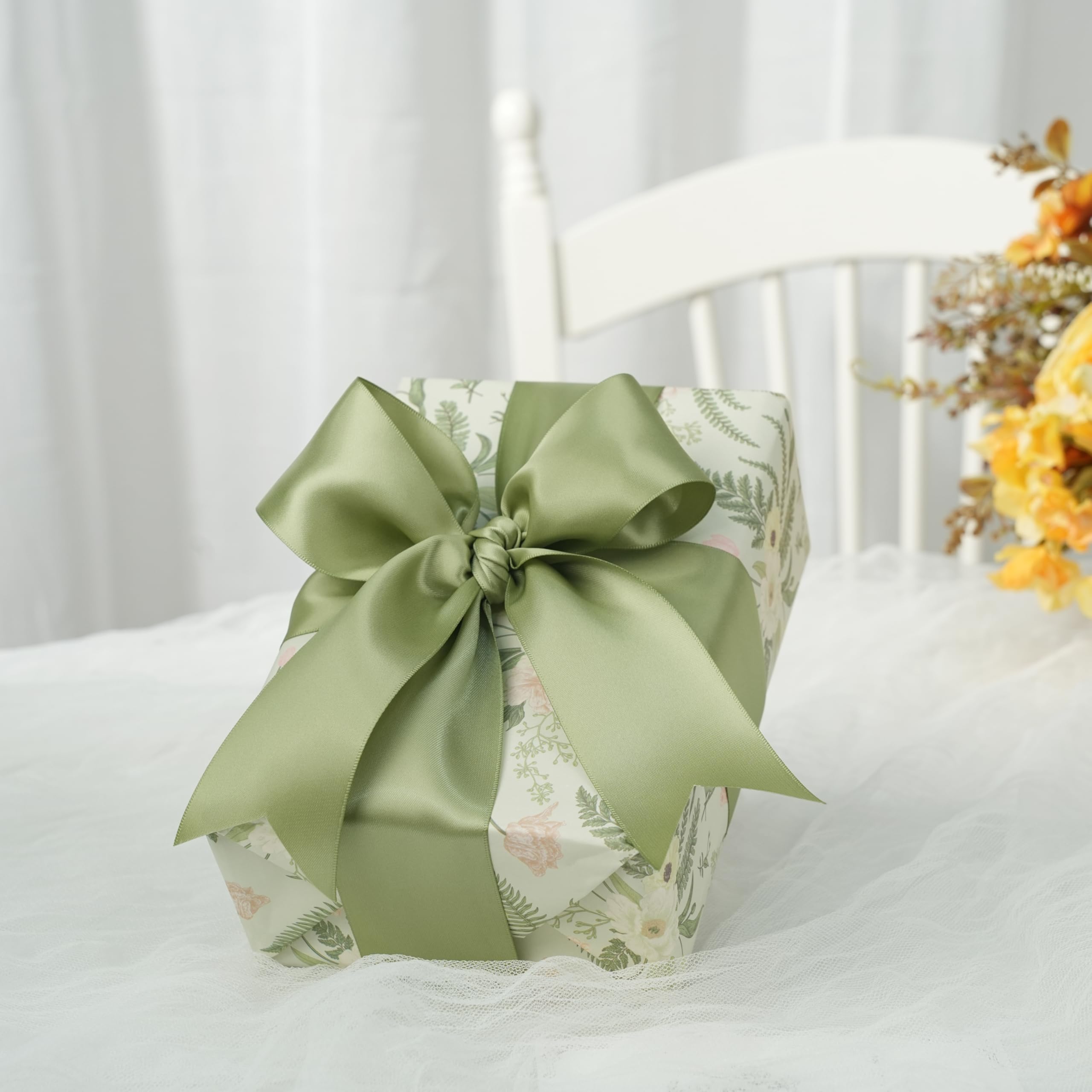 Nastro di raso verde salvia, 1,27 cm, 6 rotoli di nastro verde salvia per matrimoni, nastro verde oliva per confezioni regalo, nastro verde per capelli, 52,4 m