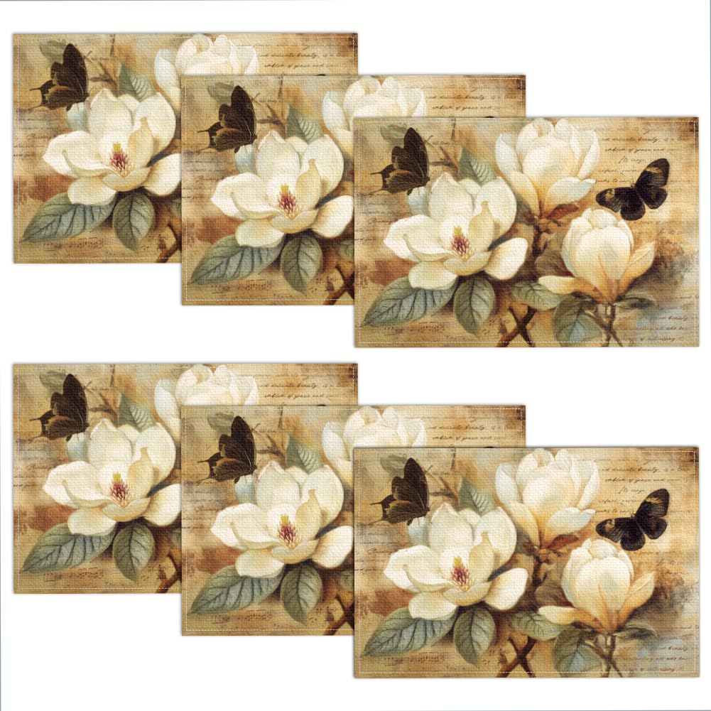 Sets de table magnolia WADORN vintage 45x30 cm lavables pour salle à manger