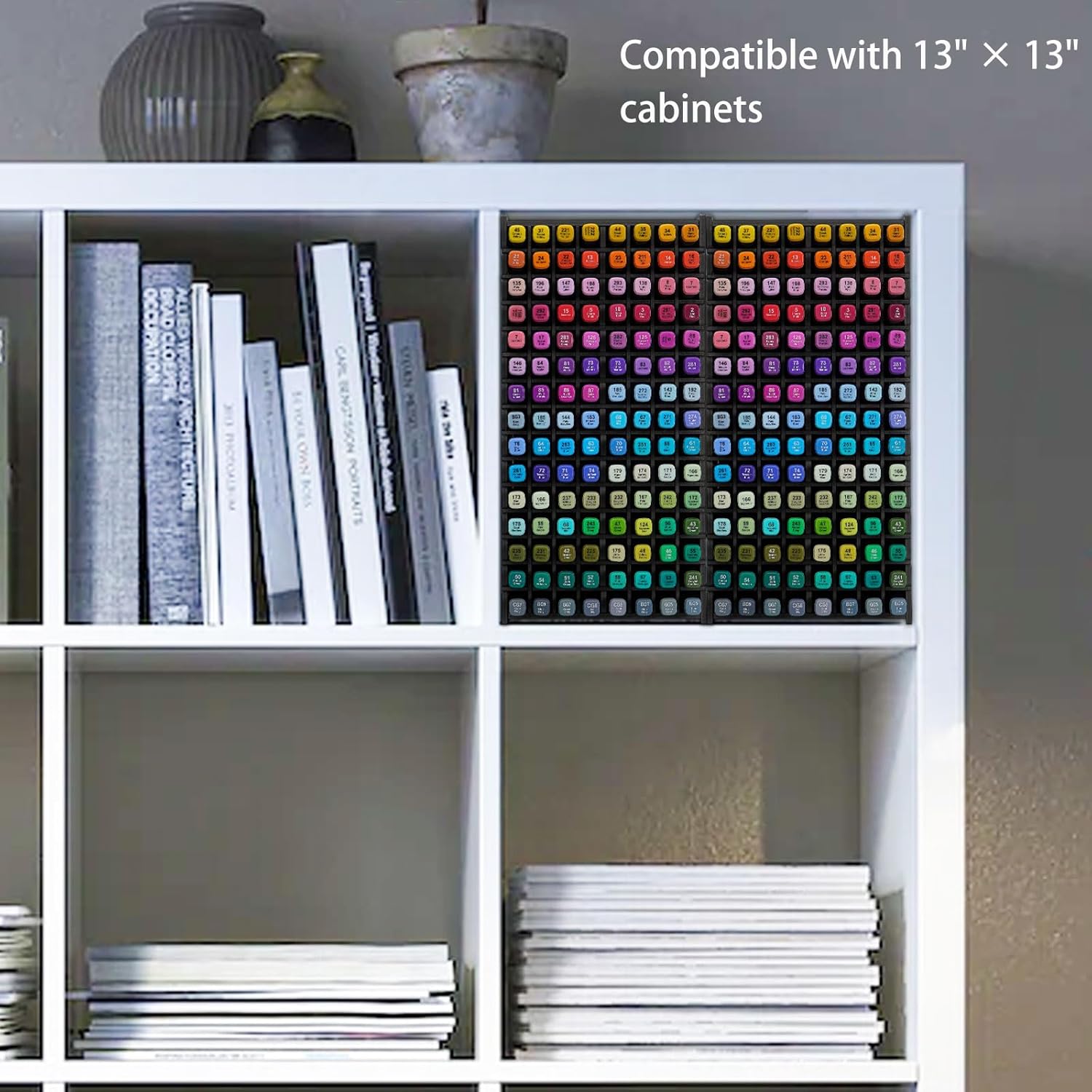 SANFURNEY Art Marker Storage Rack for 120 Markers, Watercolour Brushes Pens Color Pencils Organizer Holder for Desk, Black