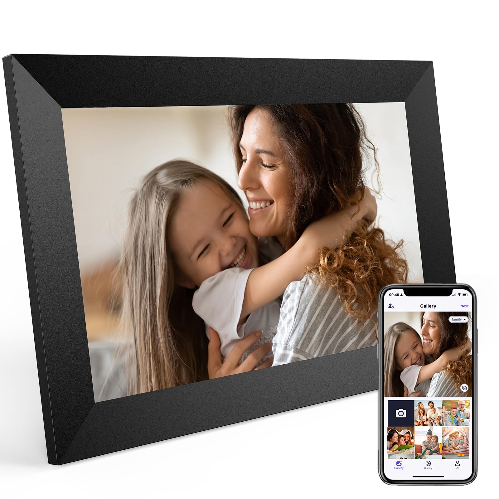 10.1 Inch WiFi Digital Picture Frame - Digital Photo Frame,1280x800 IPS HD Touch Screen, Auto-Rotate,Built-in 32GB Storage, Share Photos and Videos Easily from app Anywhere