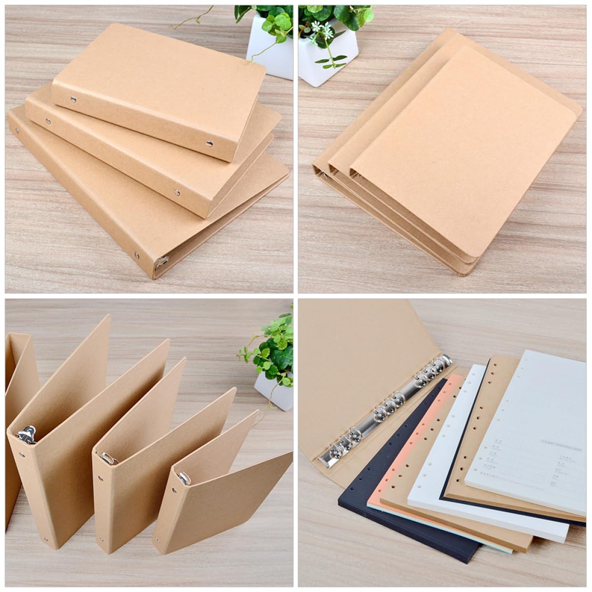 Classeur à Cahier Souple 3 Pièces en Papier Kraft Khaki