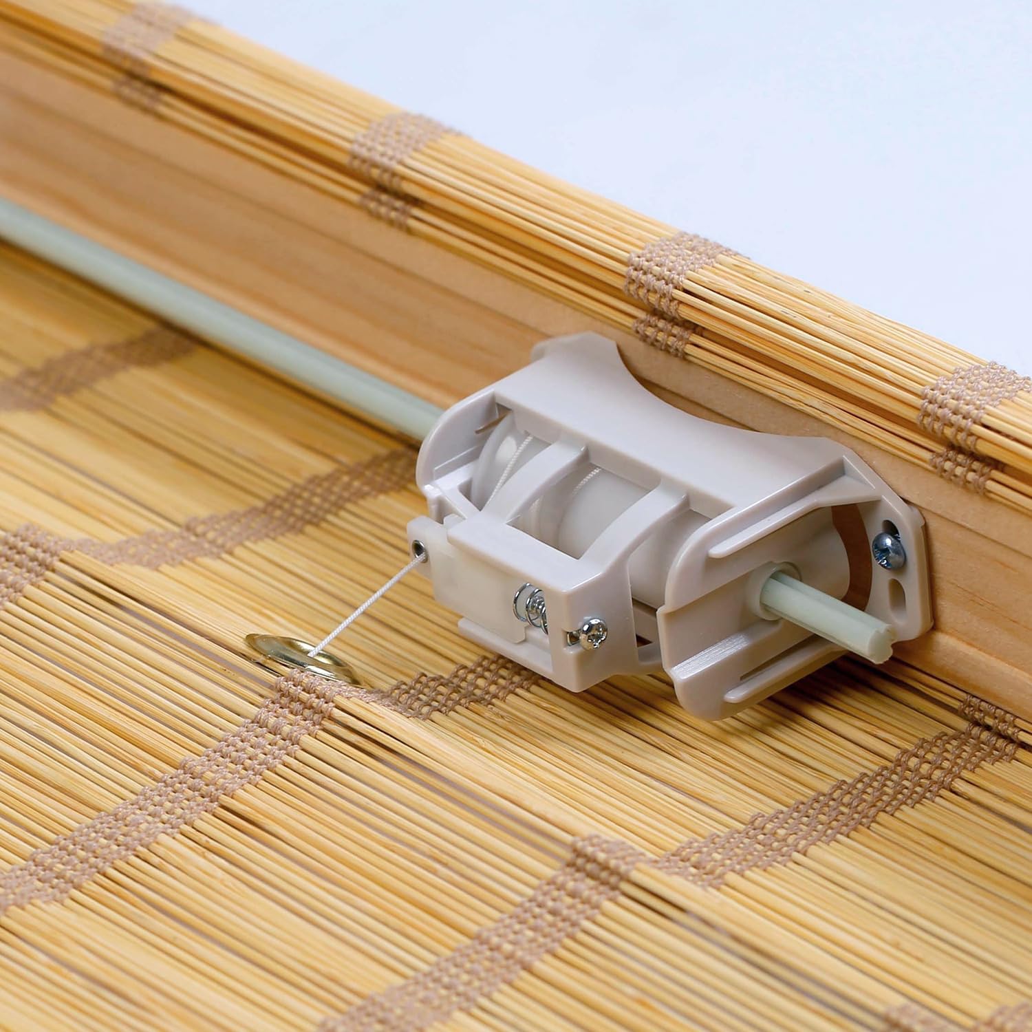 Custom Cordless Bamboo Roman Shades with Valance, Blinds for Indoor Windows and Doors, Blackout/Light Filtering Pull Down Bamboo Blinds for Interior Windows, Natural