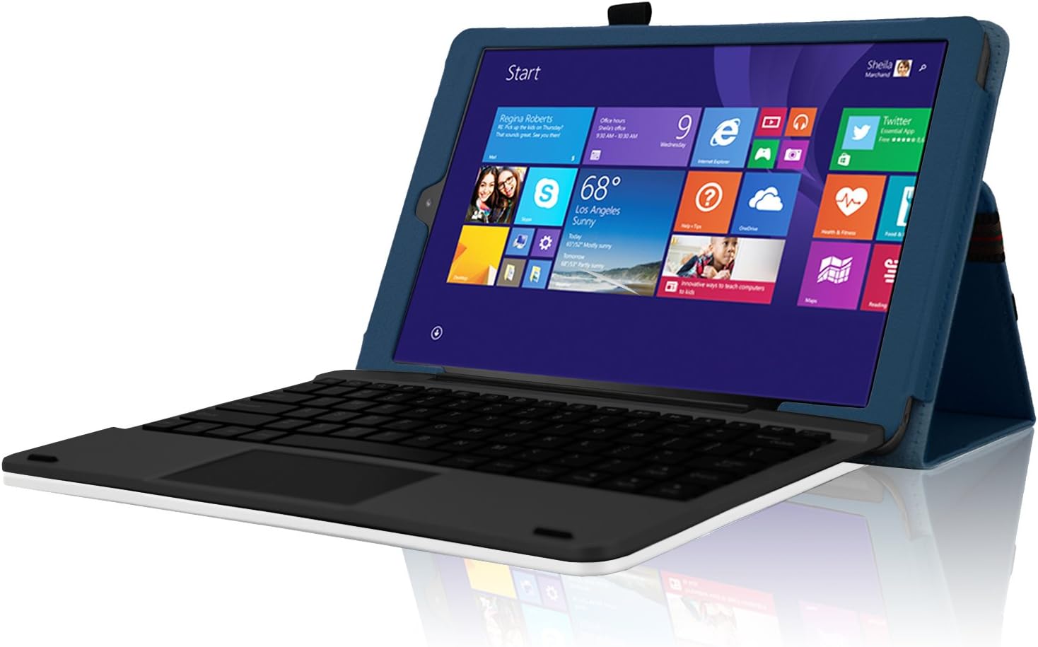 ACdream RCA Cambio W101 Case, Protective Premium PU Leather Cover Case for RCA 10.1" 2in1 Tablet 32GB Quad Core Windows 8.1/10.1 Tablet Model W101 (2015 Version), Dark Blue