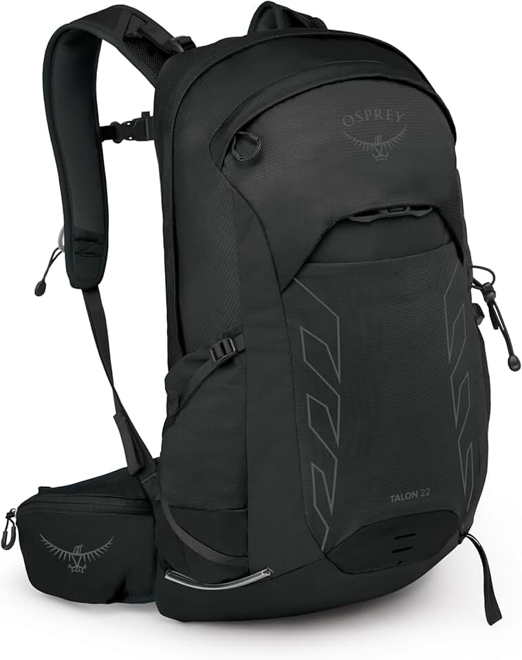 Osprey Talon 22L Men's Lightweight Hiking Backpack - Small Daypack for Travel &amp; Camping, Black/Coal Grey Bluesign
