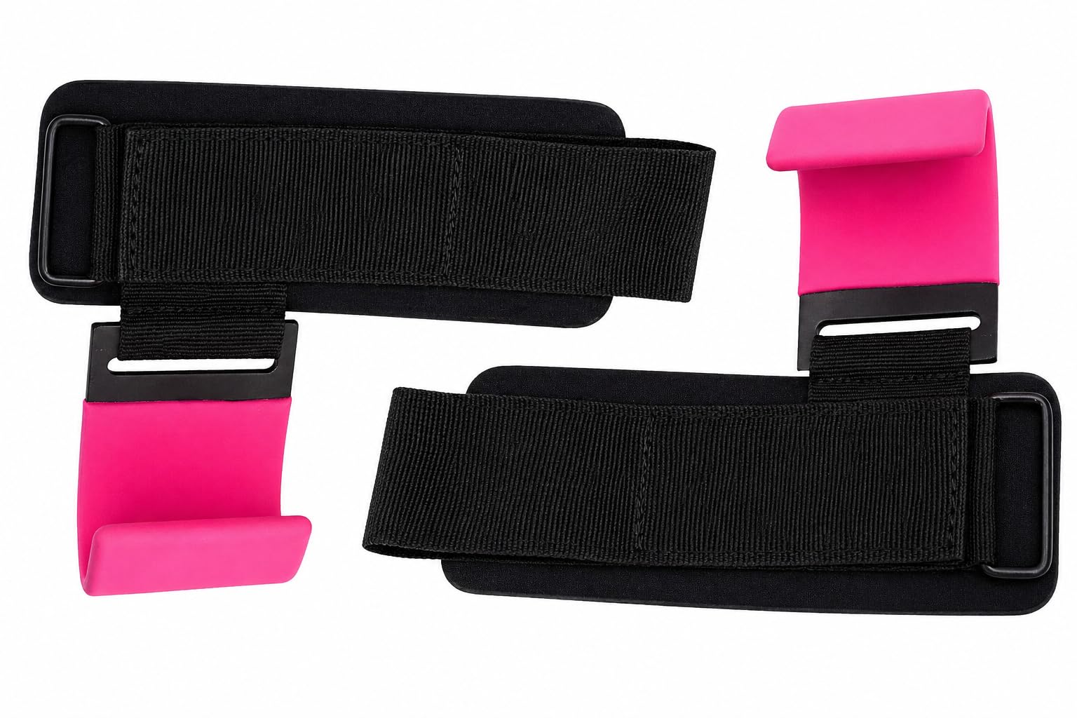 1/4" Thick Pink Weight Lifting Wrist Hook Straps, 2.8" Wide Gym Training Bar Support, 2" Outer Strap, Power Lifting Hooks, 1 Pair