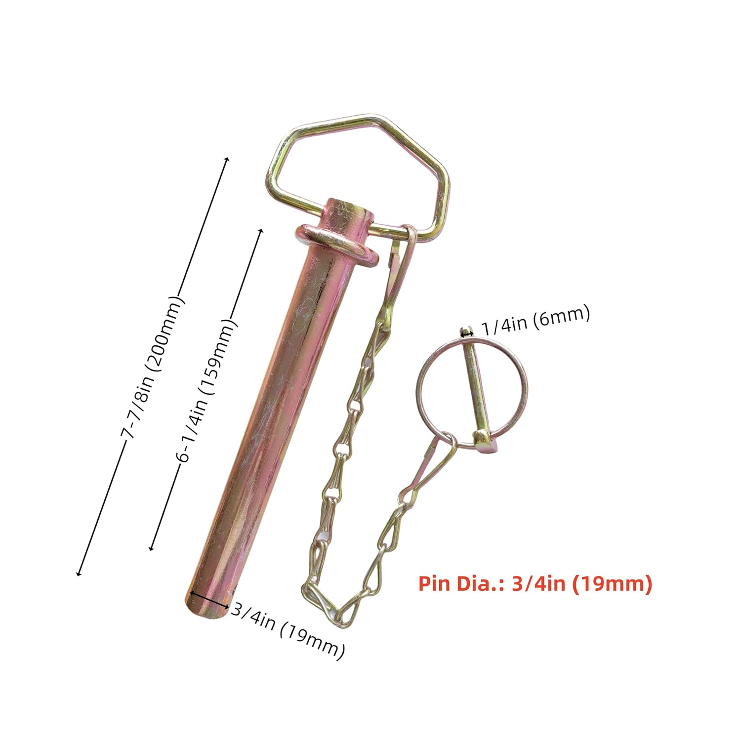 Heavy Duty Hitch pins, Spring Steel Belt Chain Trailer pins + Lynch pins, for Hook and Shaft Connection (Dia.:3/4in(19mm))