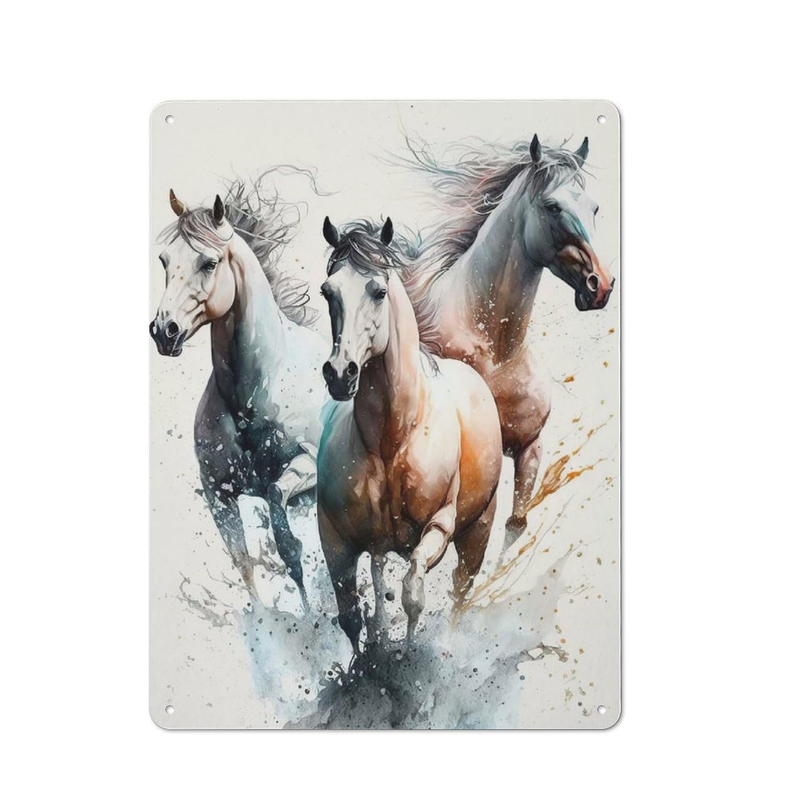 Retro Metal Sign 40x30cm Featuring Watercolor Horse, Home Bar Decor for Pub, Home Bar, Shed Or Man Cave