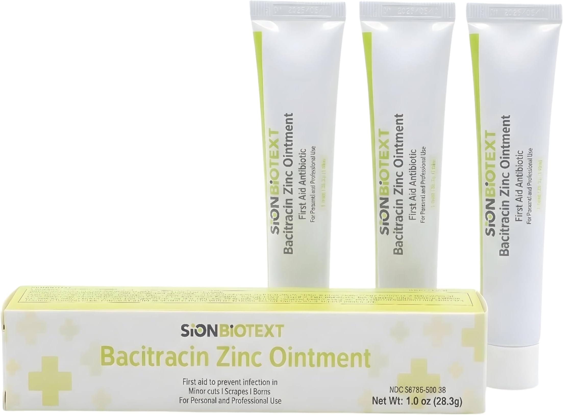 Bacitracin Zinc Ointment, 3 Pack (3 x 1 oz per Tube), First Aid Antibiotic, First Aid to Prevent Infection in Minor Cuts, Scrapes & Burns, Topical Ointment