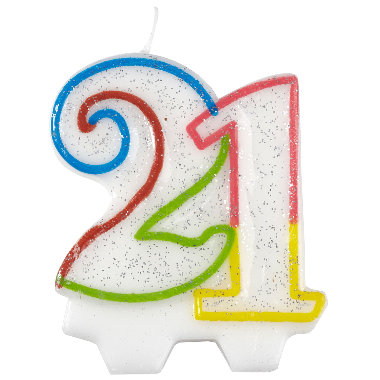 Amscan White/Glitter Milestone Birthday Candles 21St - 7.5Cm