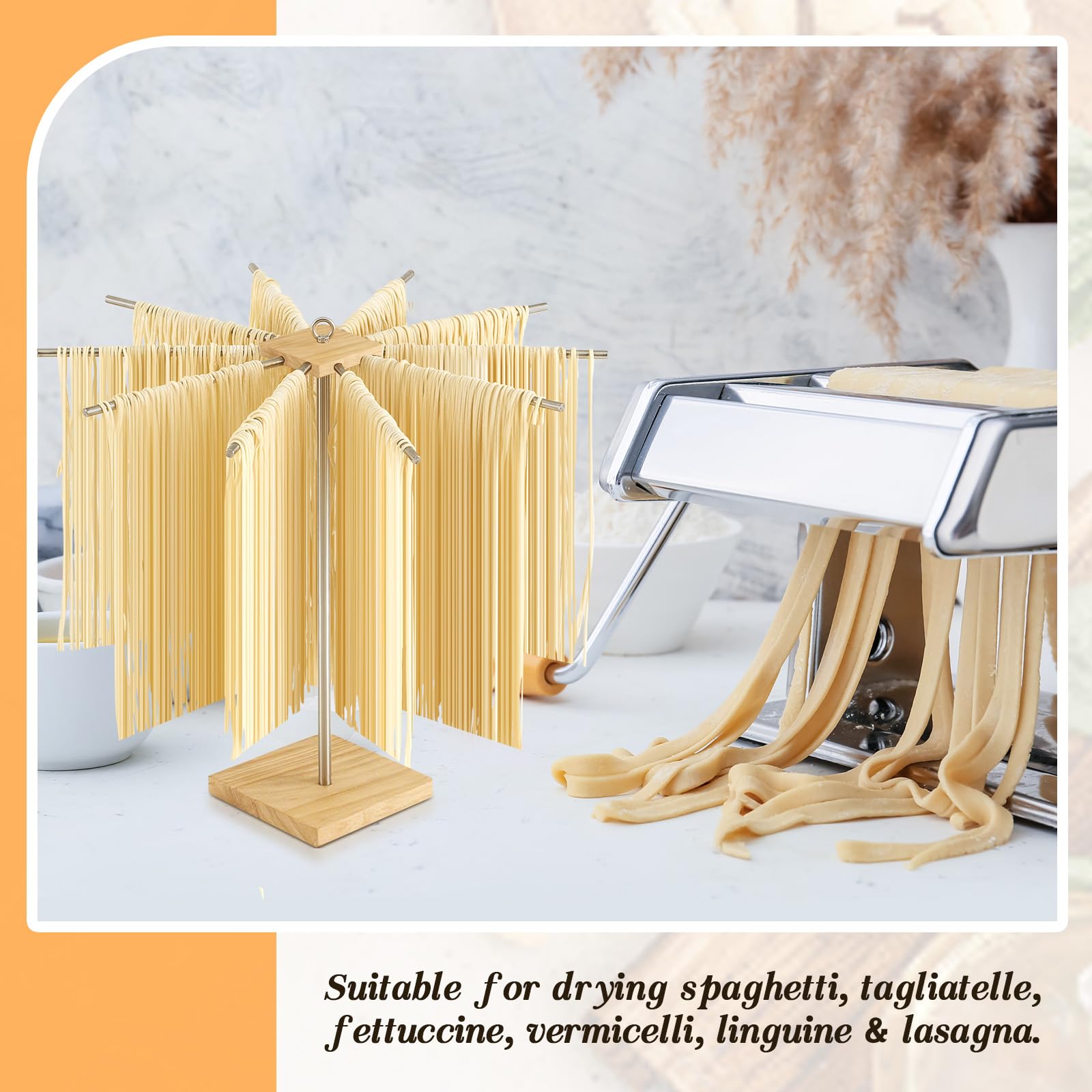 Tioncy 13-teiliges Nudelherstellungswerkzeug, inklusive Edelstahl-Trockengestell, Gnocchi-Brett mit Roller, Ravioli-Nudelholz, Nudelzange, Teigschaber, Ravioli-Stempel, Empanadas-Pressform für die