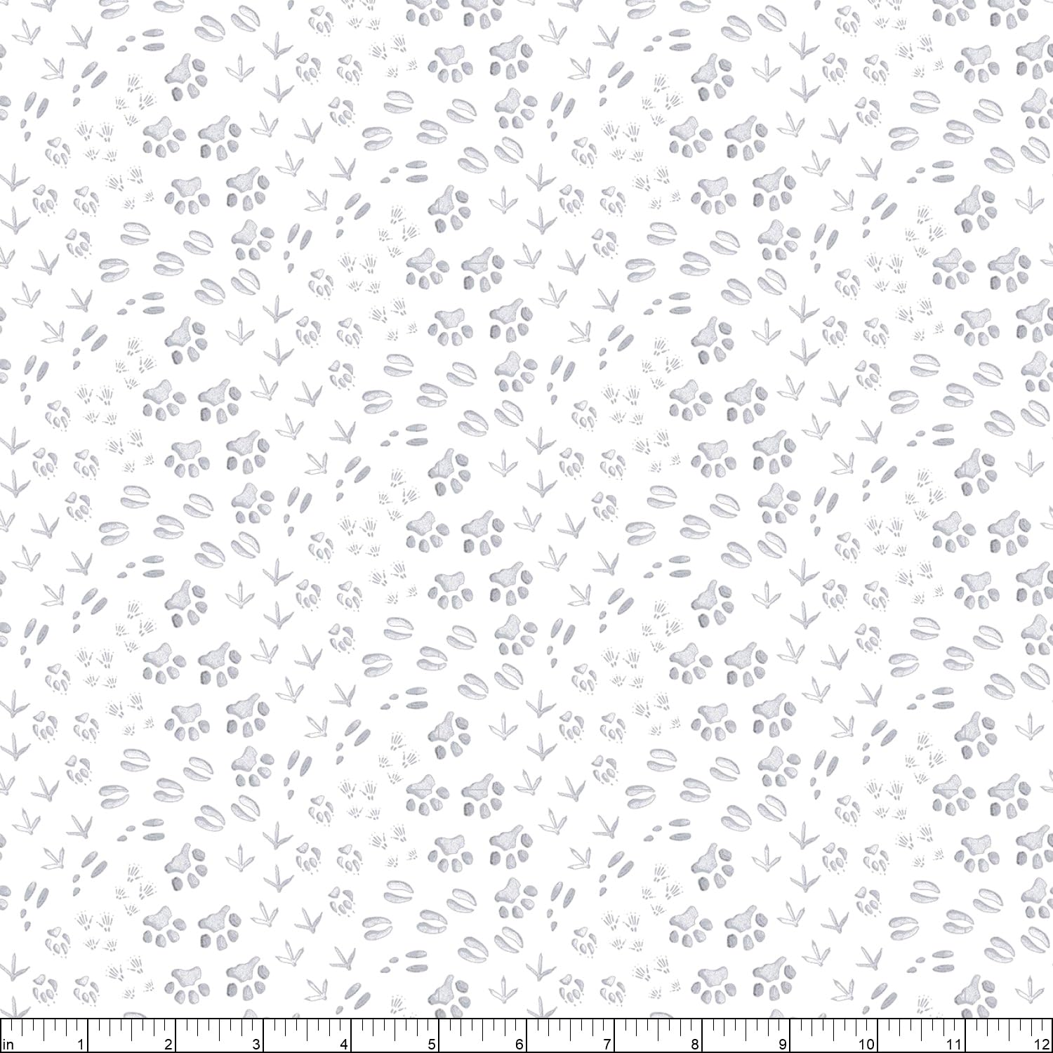 Studio E FabricsWinter White Animal Tracks Gray, Fabric by The Yard