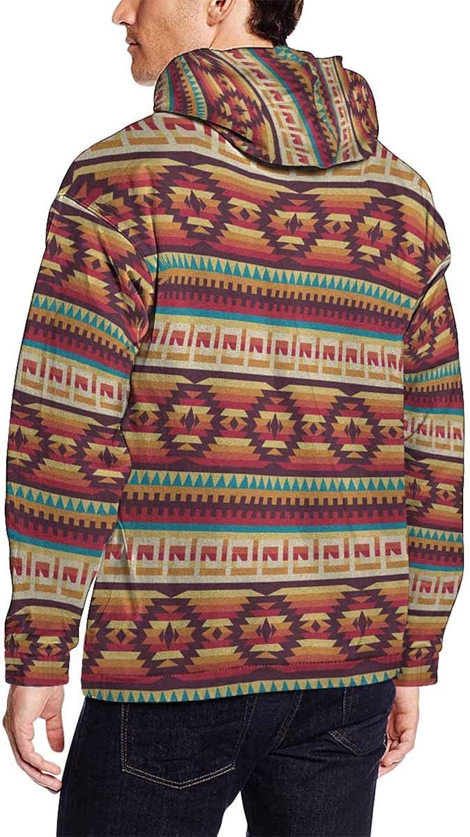 Western aztec hoodie mens Clearance