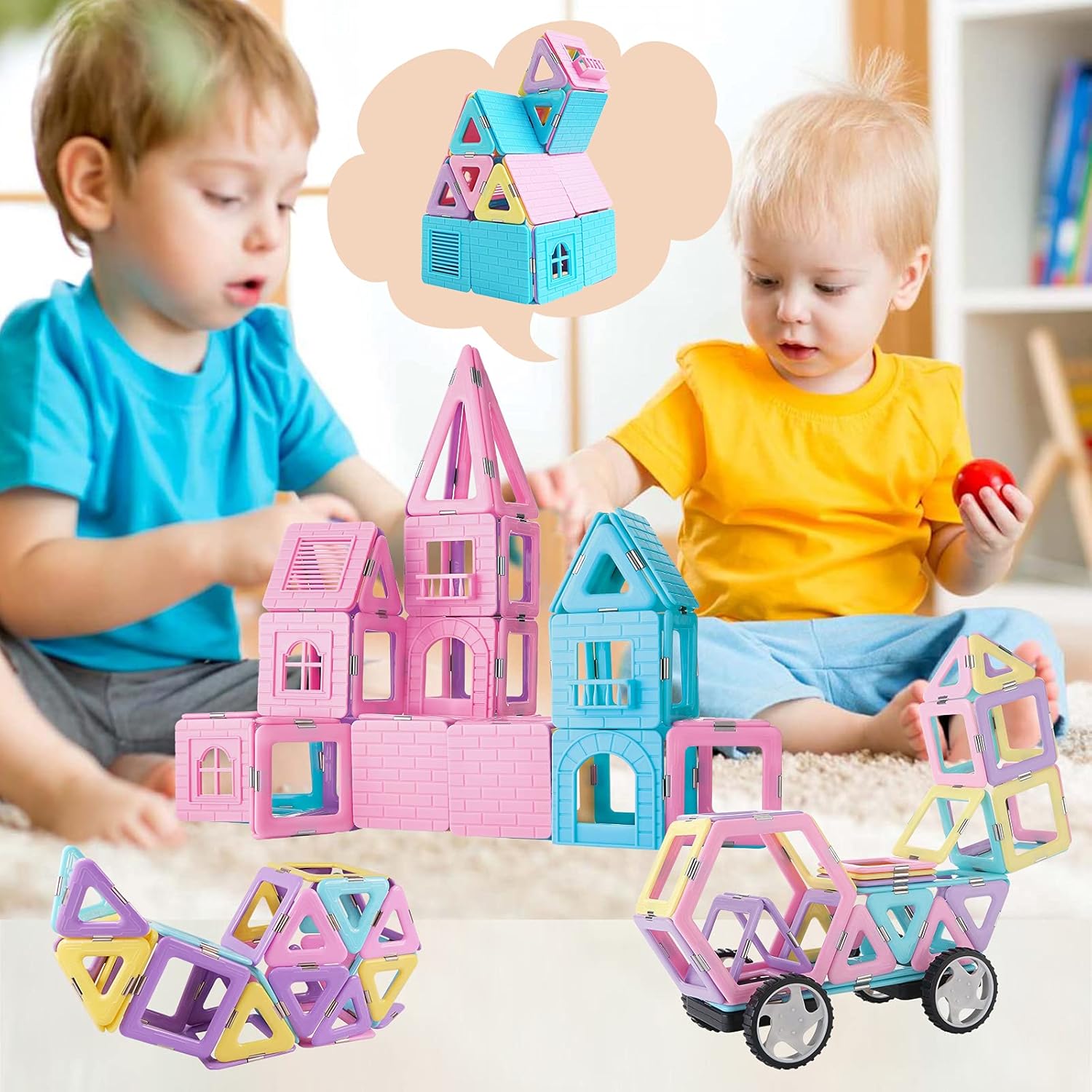 MAGBLOCK 103ピース マグネットブロック 女の子 おもちゃ マグネット 知育玩具 磁石ブロック マグネットおもちゃ 小学生 知育オモチ 誕生日 出産祝い 入園 クリスマスプレゼント