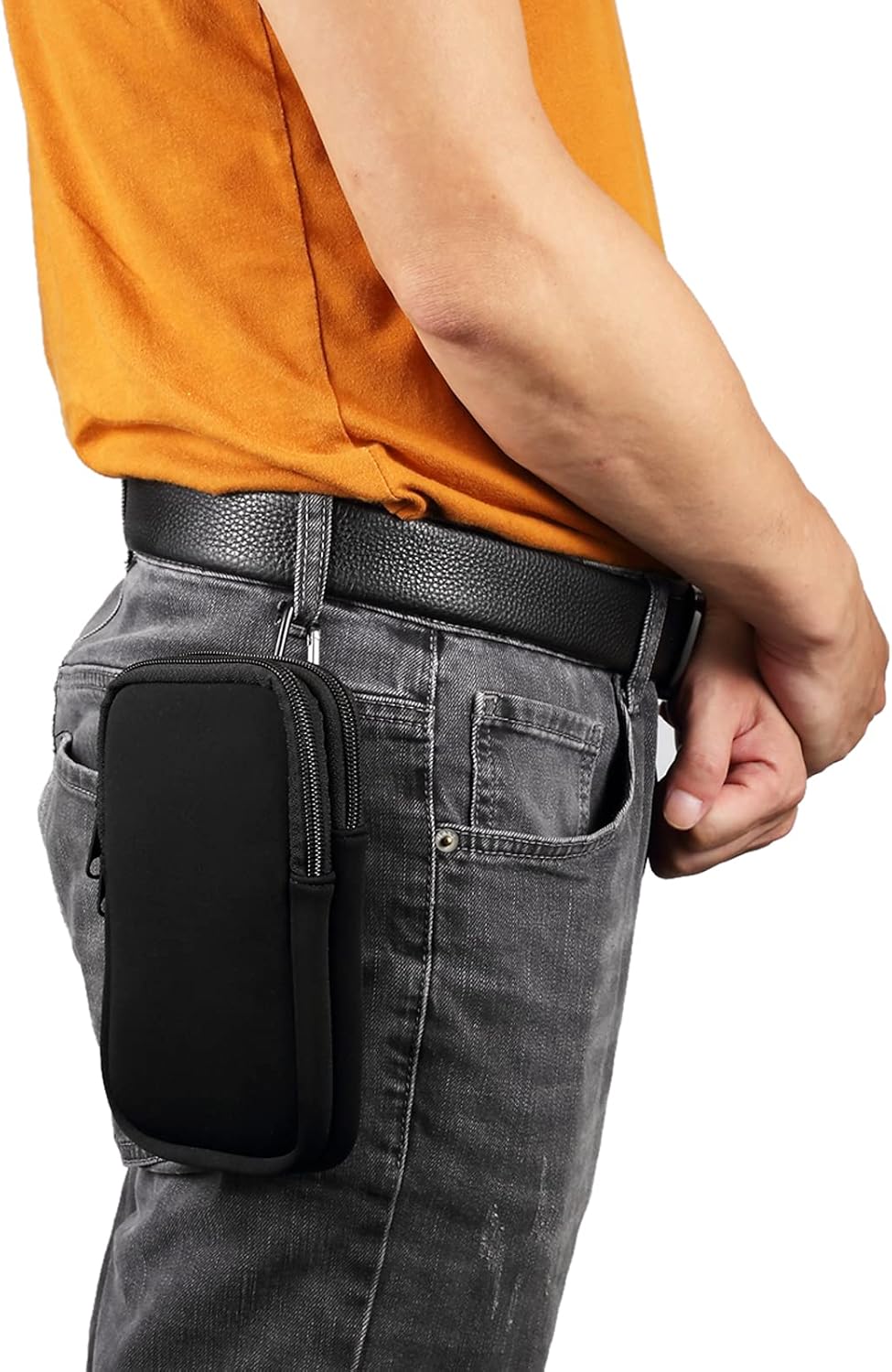 Dual Layer Universal Neoprene Cell Phone Sleeve, Zip Wallet Belt Loop Holster for iPhone 16 Plus 17 Pro Max 16 Pro Max 15 Pro Max XR XS Max Google Pixel 8 Pro 7 Pro 6 6a OnePlus 12 (Black) - Image 3