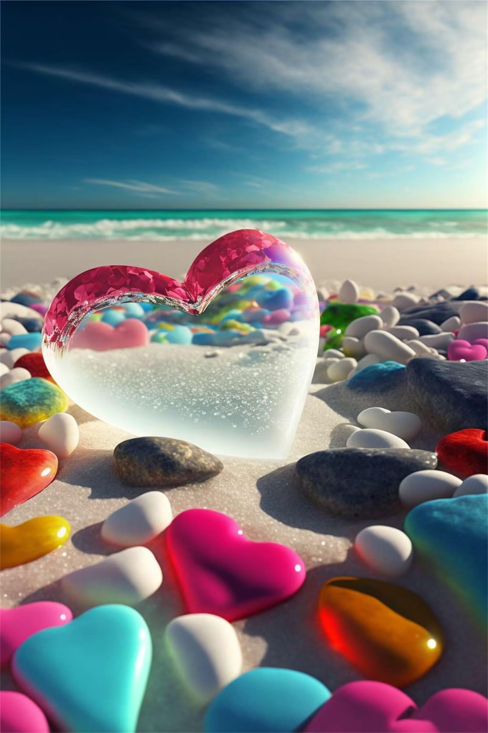 Puzzle dla dorosłych, 1000 elementów, Love Heart Beach Stone Artwork Puzzle 75 x 50 cm, kolorowe puzzle "zrób to sam" do dekoracji domu, rodzinne puzzle dla początkujących i dzieci