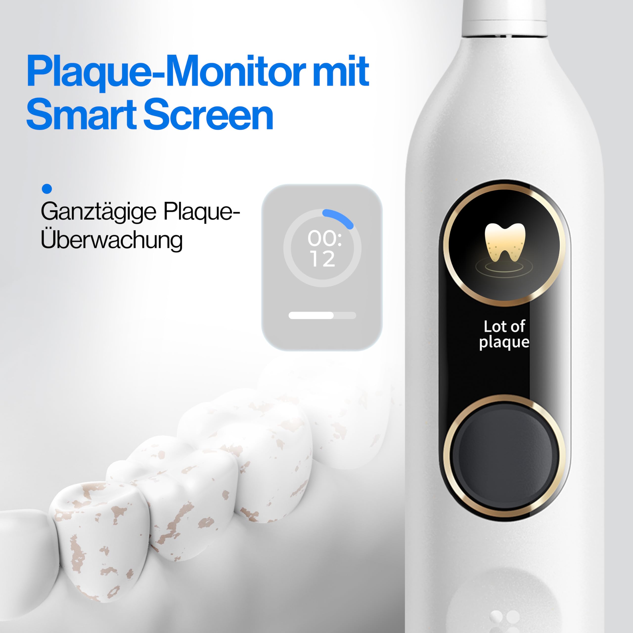 usmile Y10 PRO Schallzahnbürste mit Display, Drucksensor, 4 Modi, 180 Tage Akku, IPX8, erkennt ungeputzte Stellen, reisetauglich, inkl. 2 Bürstenköpfe