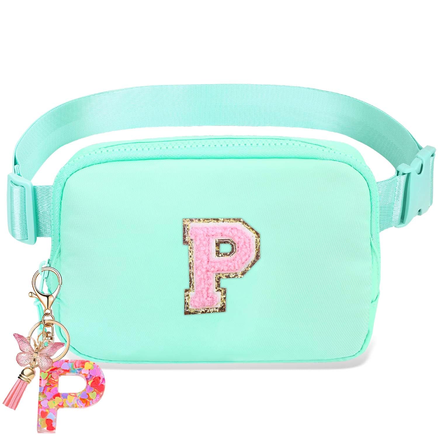 Belt Bag for Girls Gifts - Birthday Gifts for Teenager, Personalized Gifts for Mom Freind Sister Teacher, Graduation GiftsInitial Crossbody Bag Belt Bag for Women Mint Green P