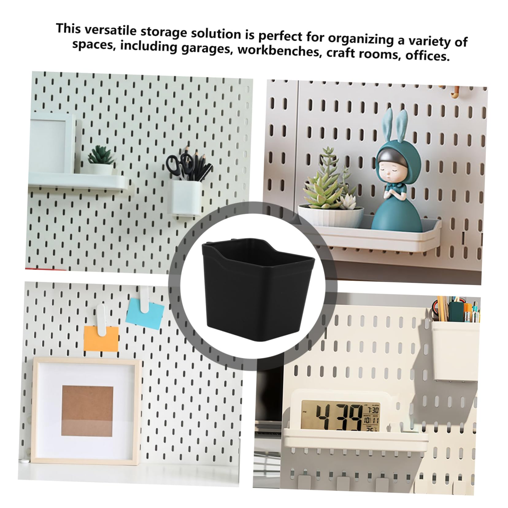 VILLFUL Pegboard Storage Bins with Hooks 6-Pack Small Parts Organizer for Garage Workbench Office Kitchen 4.29X3.46X3.15In Durable Pegboard Cup Holder Solution - Image 4