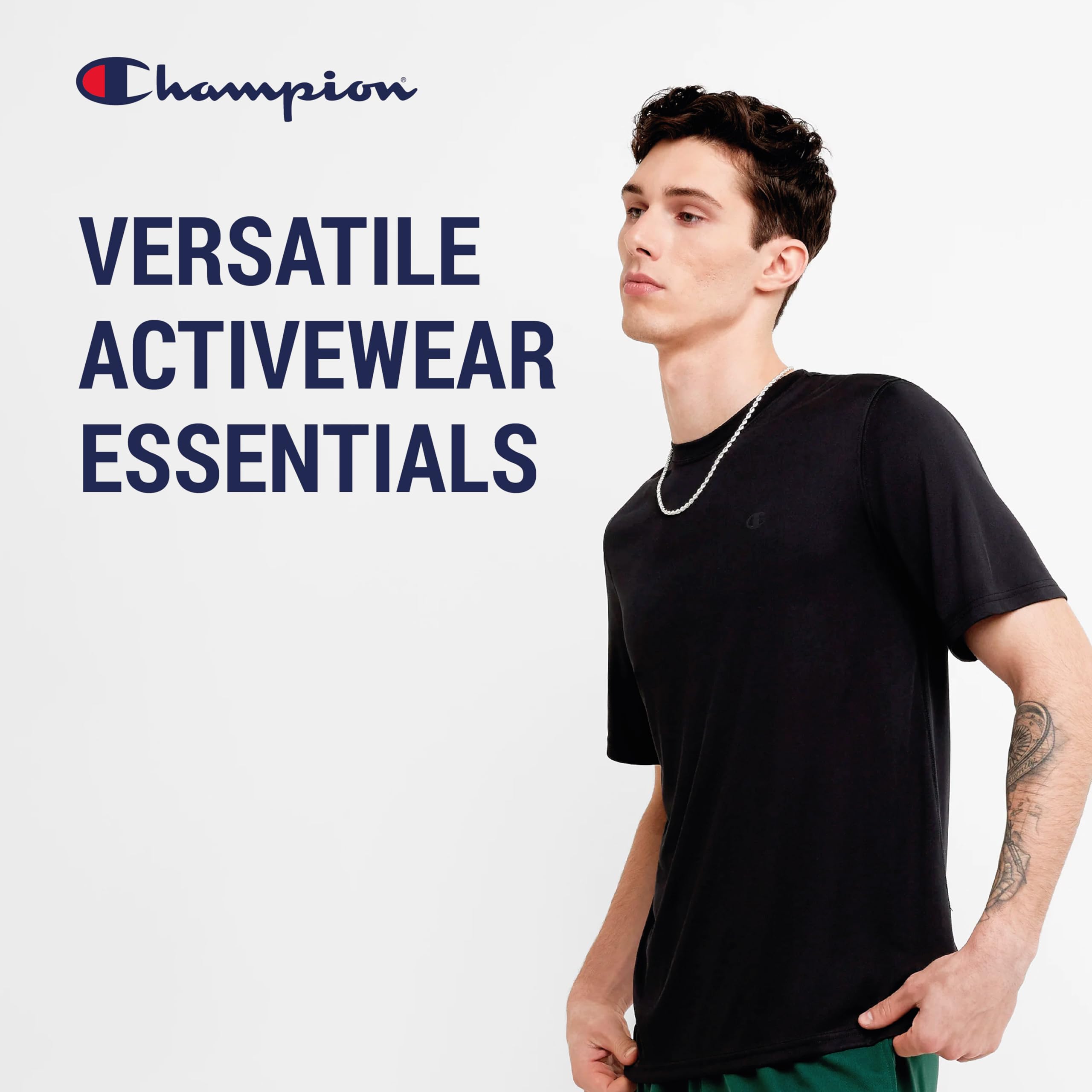 Champion Camisetas para hombres grandes y altos, paquete de 2 camisetas que absorben la humedad