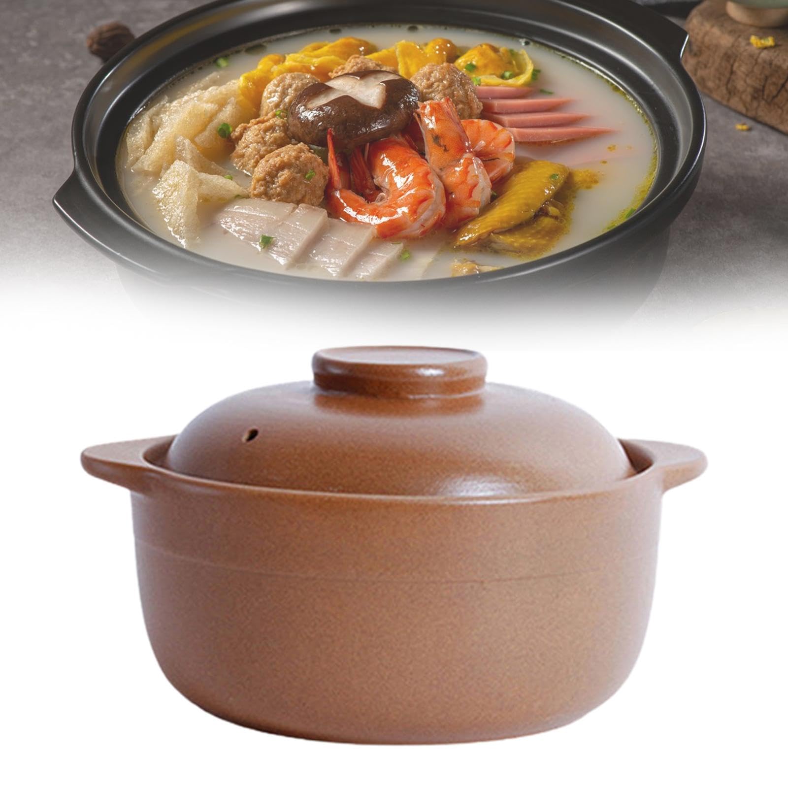 Sharplace Tontopf Reistopf Ton Kochtopf Handgefertigter kantonesischer Tontopf Reis Unglasierte Tontöpfe zum Kochen Kochgeschirr Irdener Kochtopf, 1.6 l
