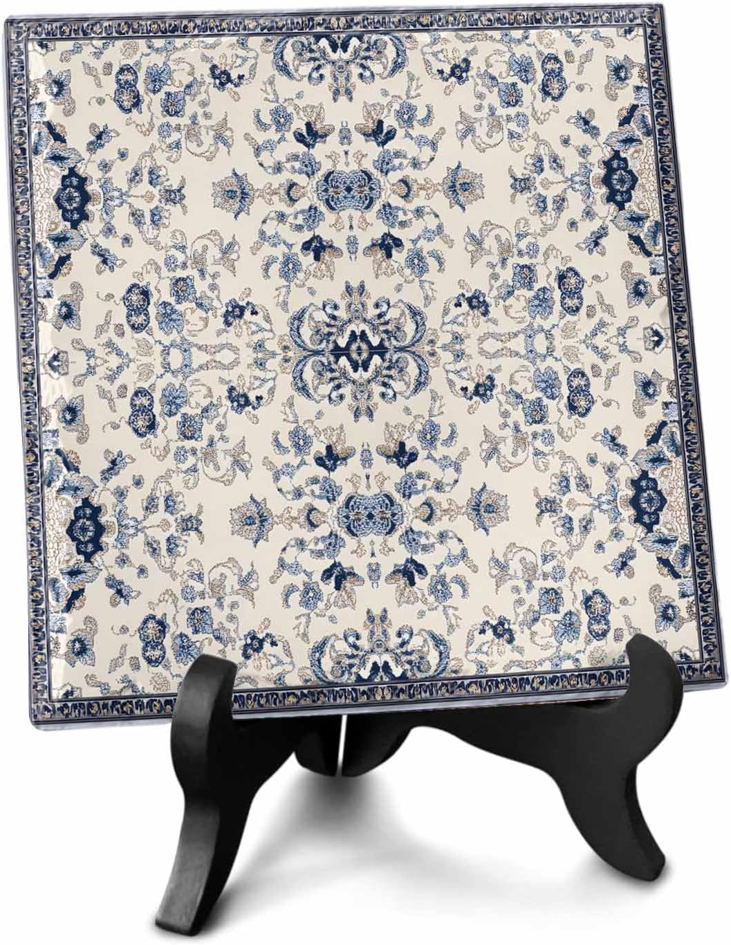 Boho Ethnic Desk Ceramic Ornament Decoration, Vintage Shabby Southwest Floral Motifs Picture Photo Frame Art Diy Family Halloween Ornaments Artwork for Crafts Newlyweds Living Room Bedroom Office Home