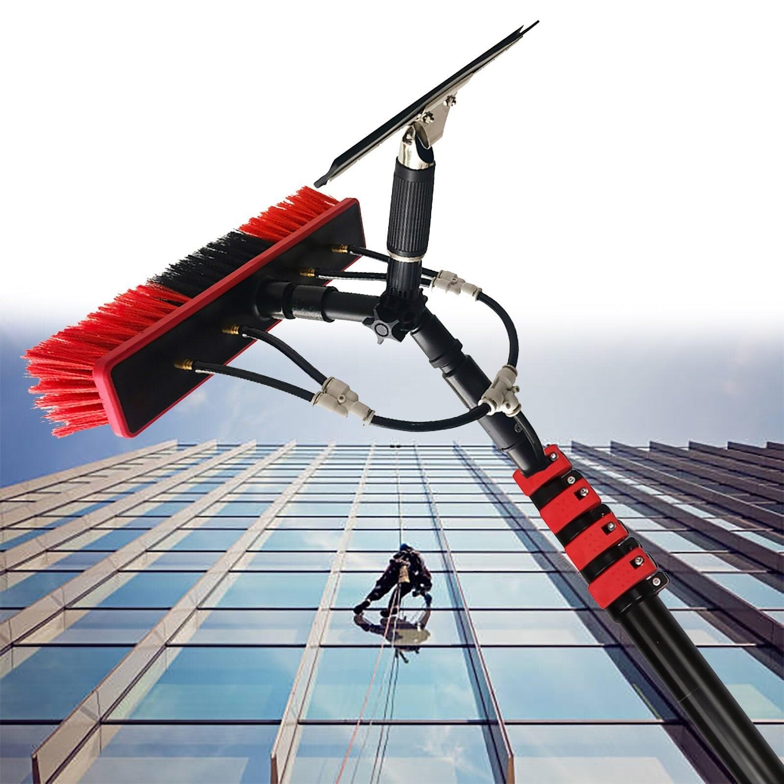AYCDL Solar Panel Cleaning Kit with Extendable Water Fed Rod and Brush for Outdoor Windows and Car Glass,7.2m(24ft)