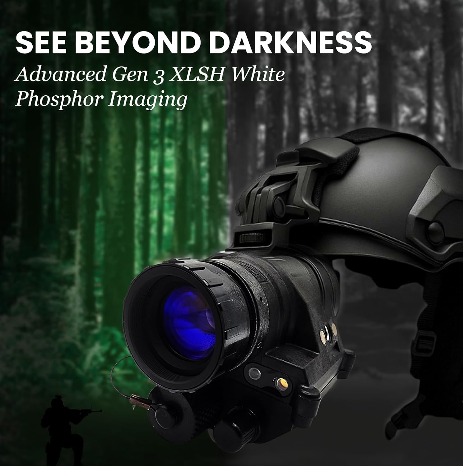 Superior Tactical White Phosphor XLSH Gen 3 PVS-14 Night Vision MonocularsI Helmet Mounted, Waterproof, Rugged & Durable Goggles I Hands- Free & Perfect for Outdoor Adventures