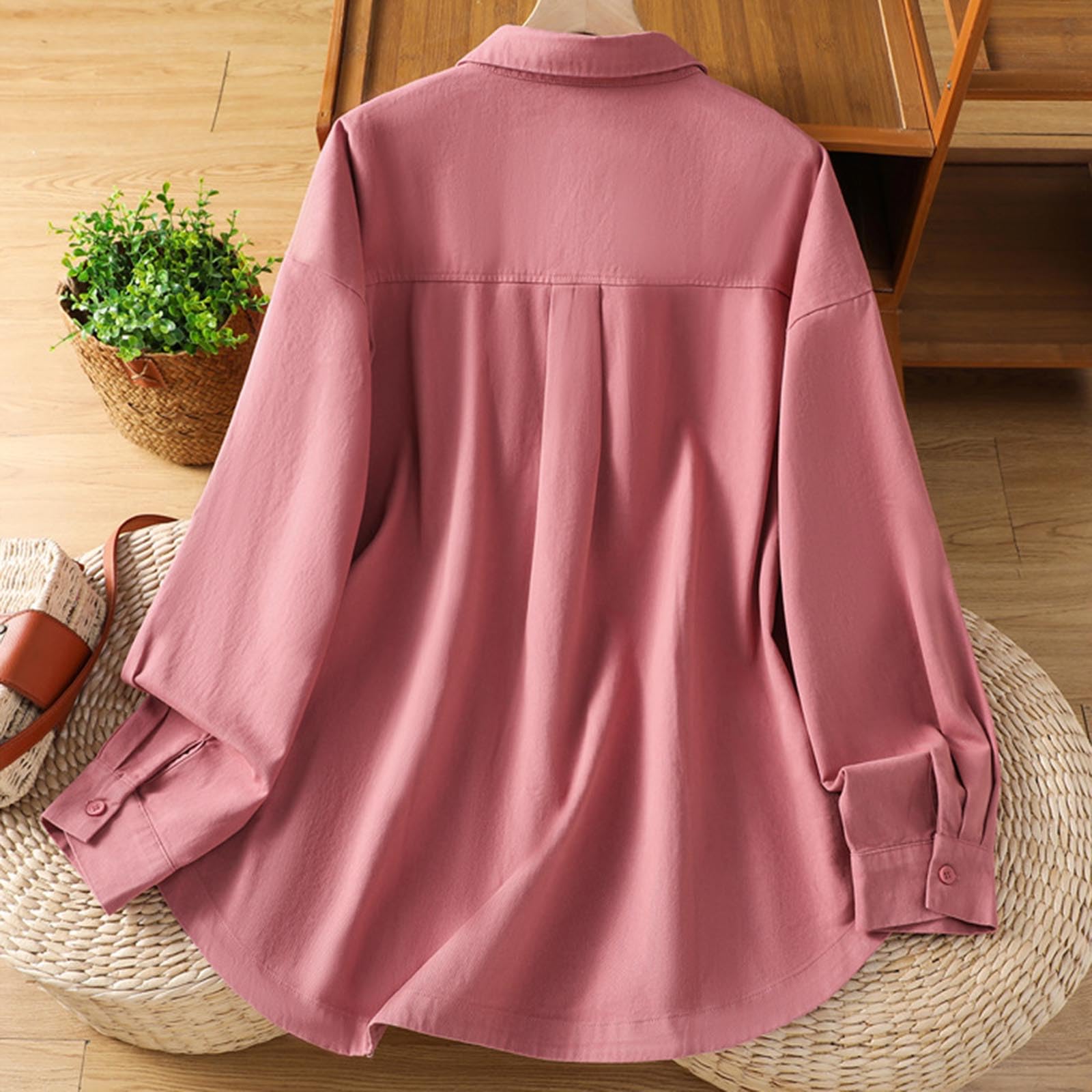Chemise Femme Lin T Shirts Manches Courtes Chemisiers Élégants Chemisier Femme Lin, Chemise Haut Été pour Femmes Manche Courte Oversize Chemisier Vert Tee Shirt Chic Et Elegant