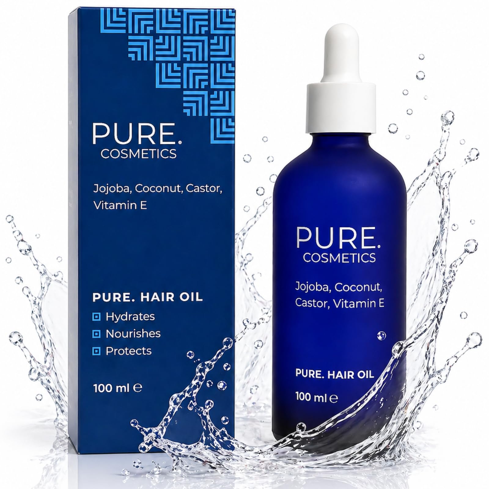 PURE. Kopfhaut- & Haaröl – Nährende Mischung mit Rizinusöl, Jojoba, Kokosöl & Vitamin E – Intensive Pflege für trockenes Haar & trockene Kopfhaut – Für Damen & Herren – Vegan – 100 ml