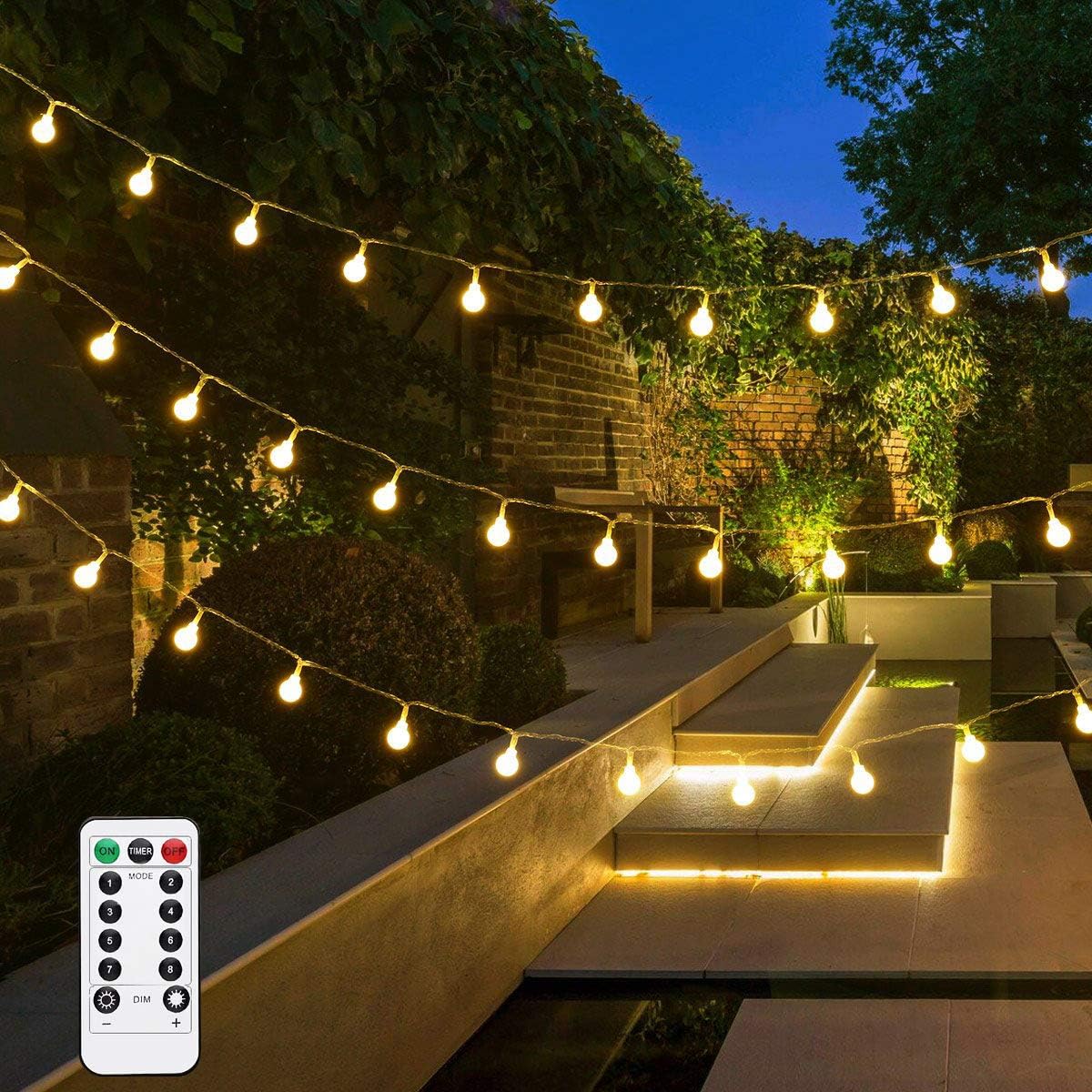 Lepro Globe Fairy Lights Battery Powered, 5M 50 LED Warm White Fairy