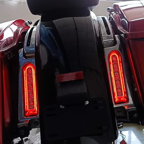 Miniatura 9 de HDBUBALUS Insertos de soporte LED para alforja auxiliar, panel de relleno de luz de guardabarros, luces traseras de freno para Harley Electra Glide