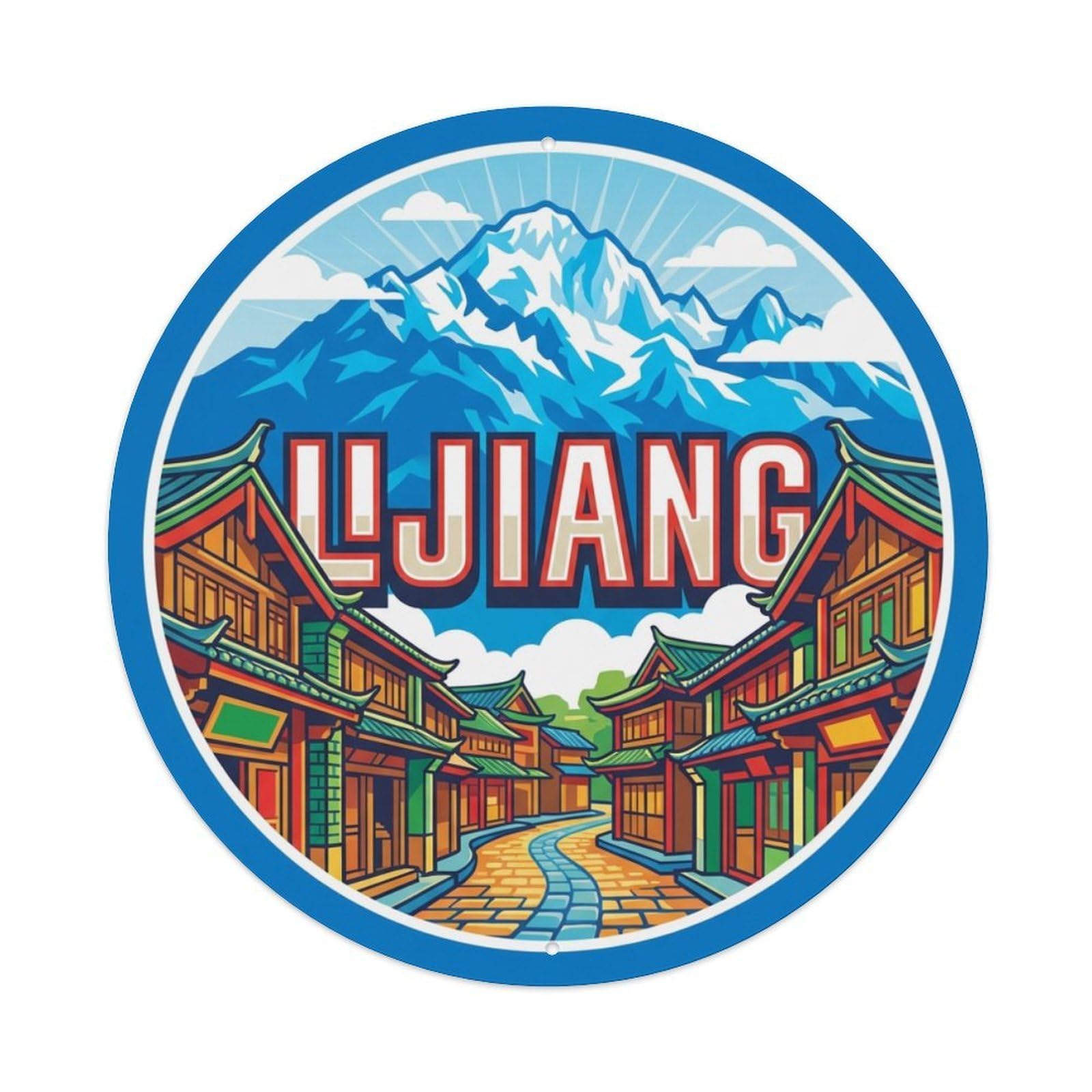 Este 8X8inch Style Vintage China Travel Lijiang Metal Tin Sign