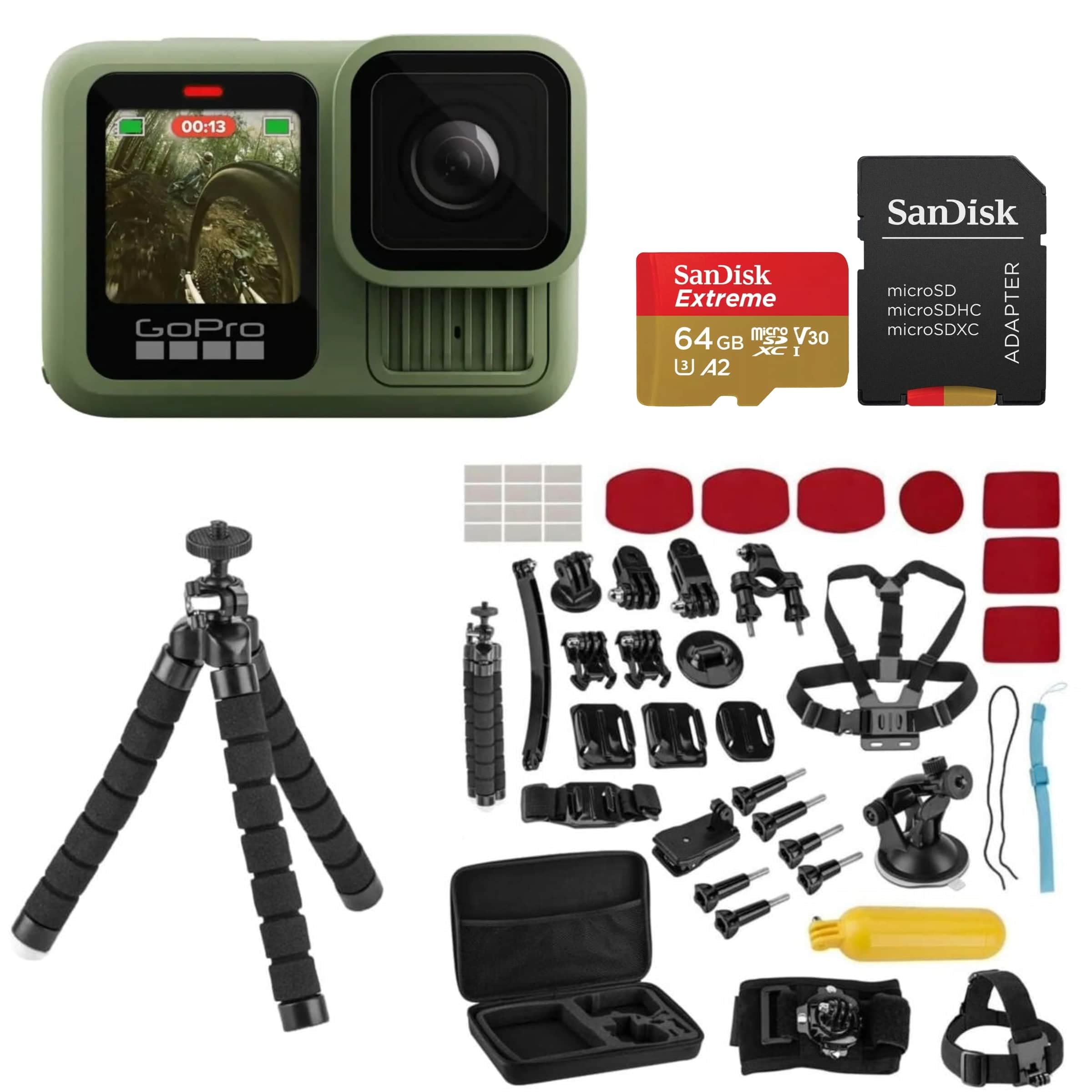 GoPro HERO13 Black Waterproof Action Camera Bundle - 5.3K60 Video + 47-Piece Extreme Sport Accessory Kit