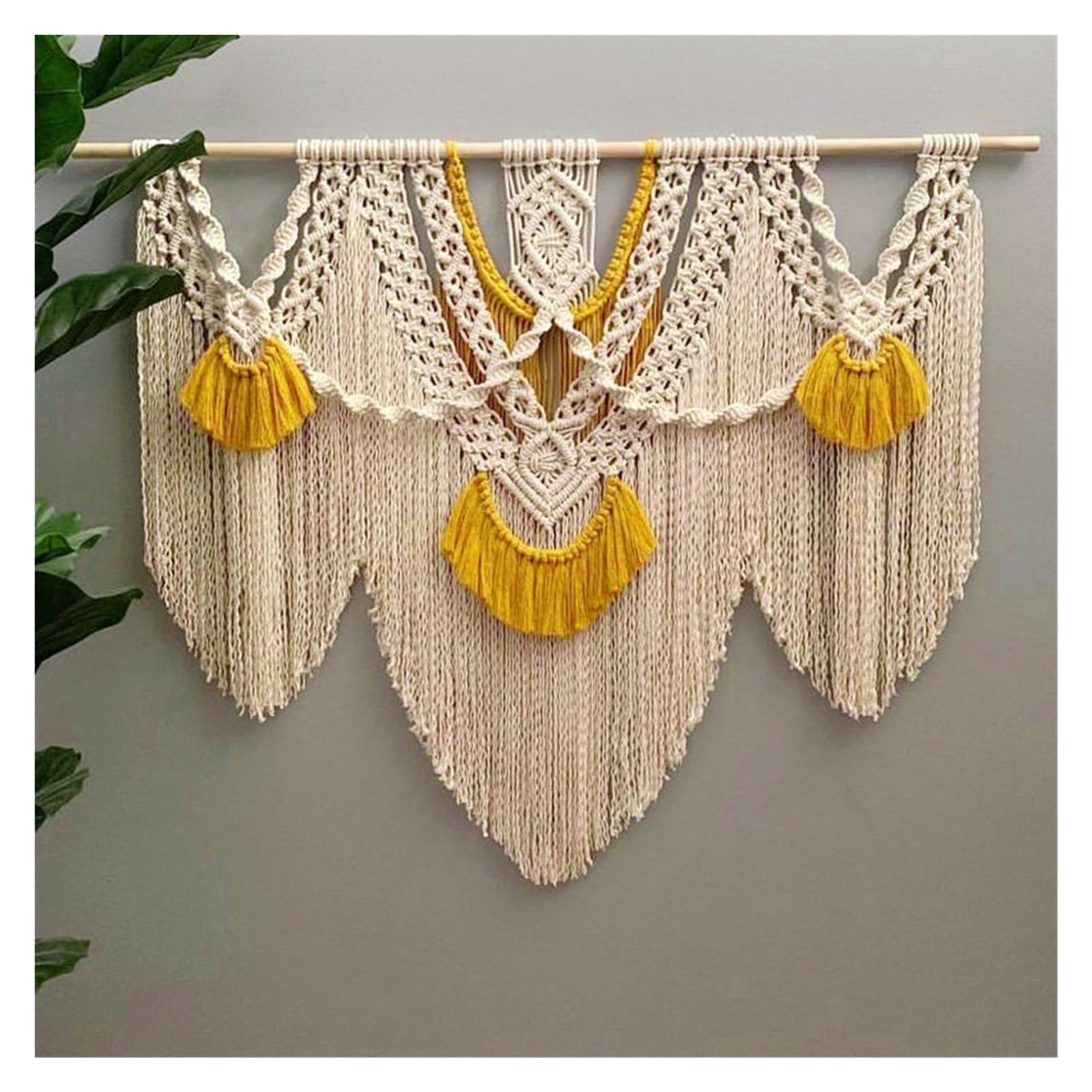 BDFJEDS Tapestry Wall Hanging Large Macrame Tapestry Handwoven Wall Hanging Bedroom Decoration Without Wooded Stick(Yellow)