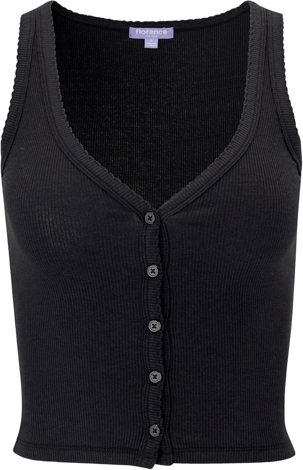 florence by mills women's sweet solstice ribbed button down tank x-large black