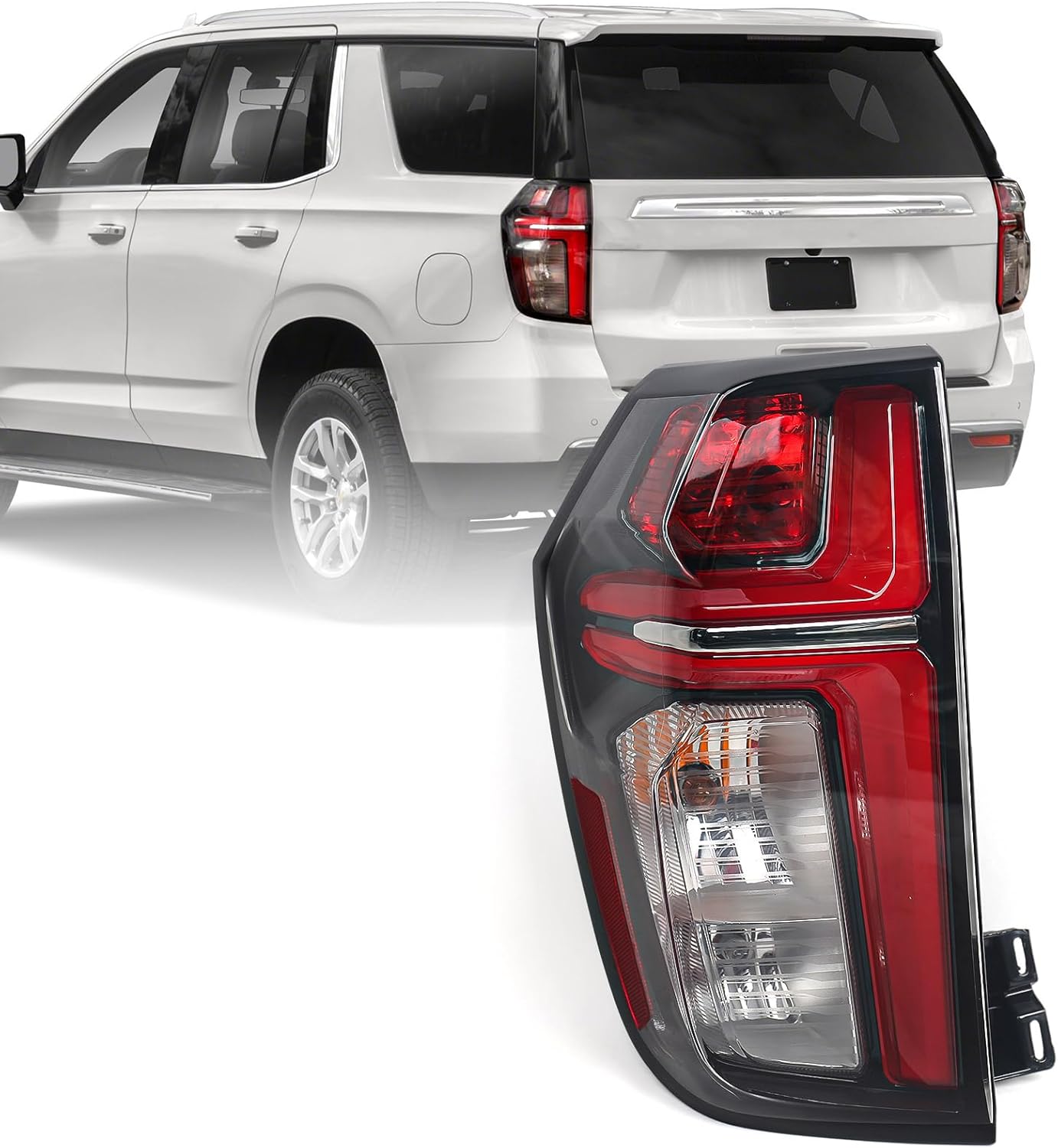 FIONE Tail Lights Compatible with Chevy Tahoe Suburban 2021 2022 2023 with LED Running Lights Rear Tail Light Brake Lamp Assembly Left Driver Side LH