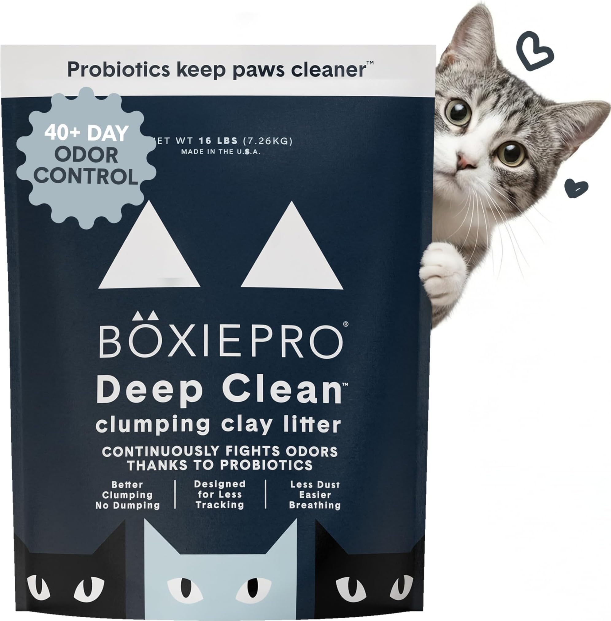 Boxie Probiotic Clumping Cat Litter 40+ Day Odor Control Dust Free 16 lb