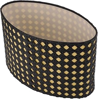 Cyrank Metal Etching Process Large Lamp Shade,Lampshade Oval Shaped Hollow Metal Carved Compatible E27 E14 Caliber Drum Big Lampshades for Table Lamp and Floor Light Lamp Cover(Black)