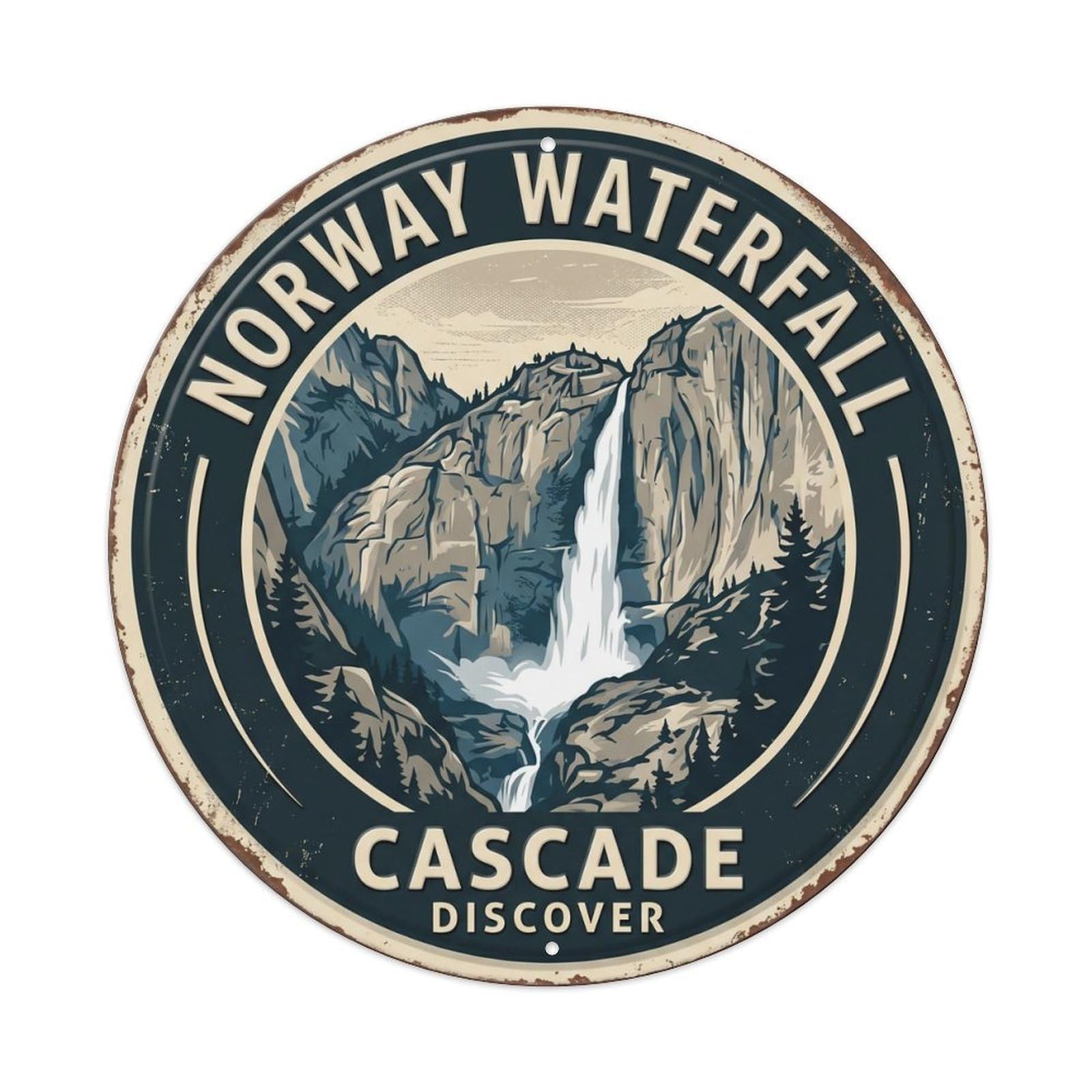 Waterfall Cascade Discover Norway Nature Metal Tin Sign
