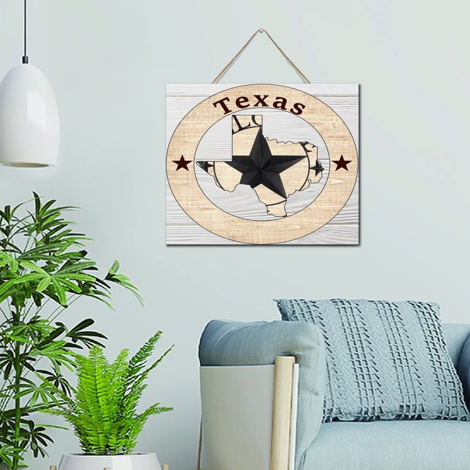 Cartel de madera de Texas estrella solitaria para decoración rústica de comedor